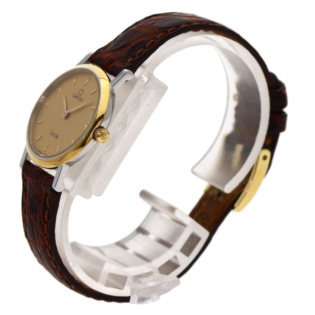 OMEGA Watches Quartz Stainless Steel, Leather gold De Ville gold dial Women Used Authentic