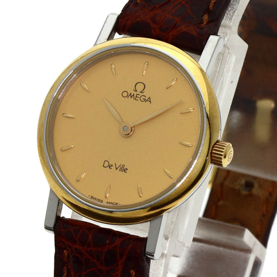OMEGA Watches Quartz Stainless Steel, Leather gold De Ville gold dial Women Used Authentic