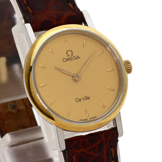 OMEGA Watches Quartz Stainless Steel, Leather gold De Ville gold dial Women Used Authentic