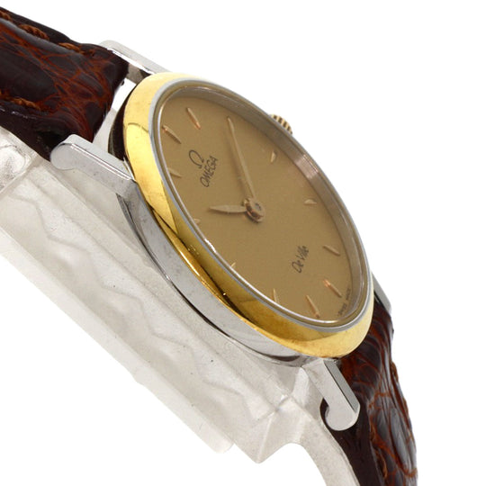 OMEGA Watches Quartz Stainless Steel, Leather gold De Ville gold dial Women Used Authentic