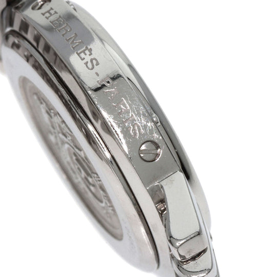 HERMES Watches Quartz CL4.210 Stainless Steel , Stainless Steel Silver Clipper black dial Women Used Authentic