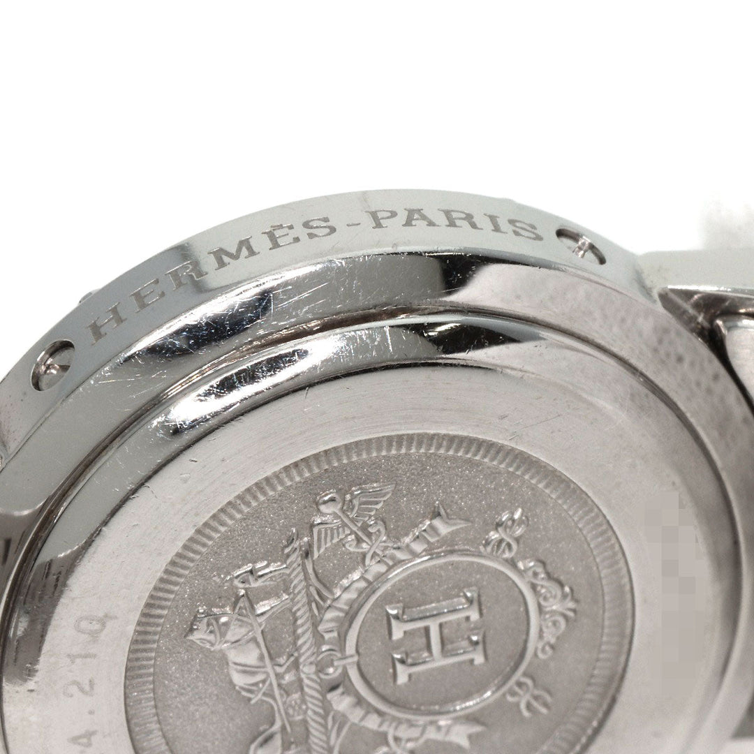 HERMES Watches Quartz CL4.210 Stainless Steel , Stainless Steel Silver Clipper black dial Women Used Authentic