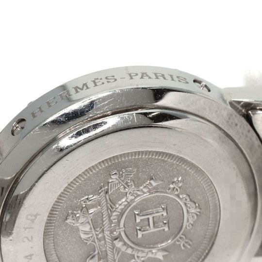 HERMES Watches Quartz CL4.210 Stainless Steel , Stainless Steel Silver Clipper black dial Women Used Authentic