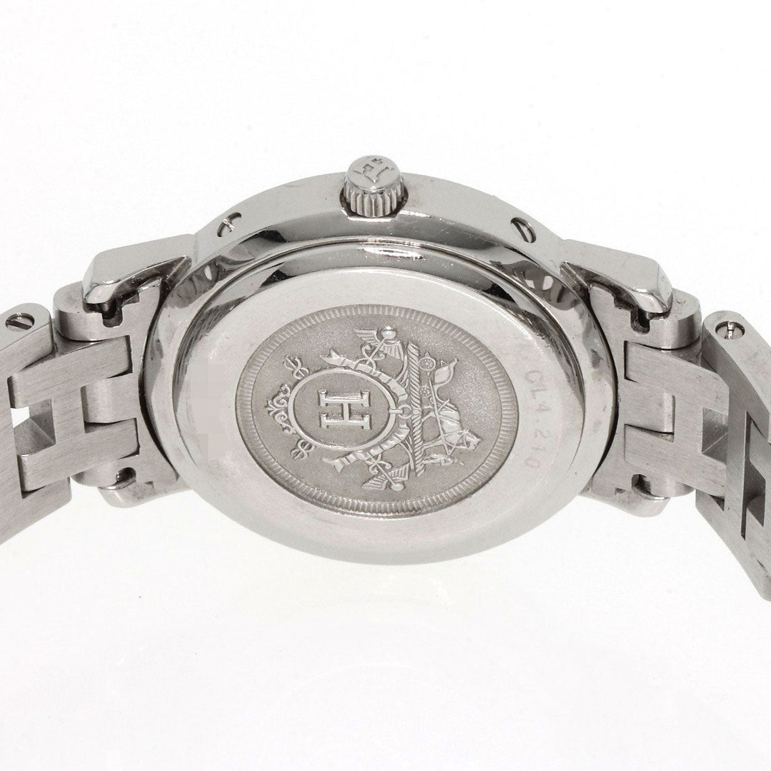 HERMES Watches Quartz CL4.210 Stainless Steel , Stainless Steel Silver Clipper black dial Women Used Authentic
