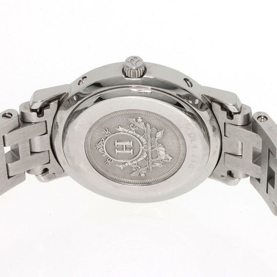 HERMES Watches Quartz CL4.210 Stainless Steel , Stainless Steel Silver Clipper black dial Women Used Authentic