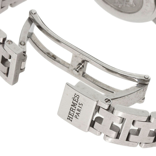 HERMES Watches Quartz CL4.210 Stainless Steel , Stainless Steel Silver Clipper black dial Women Used Authentic
