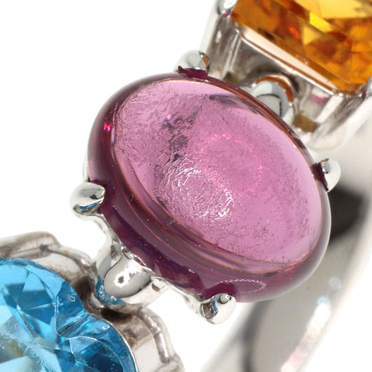 BVLGARI Ring K18WG Silver Allegra Citrine Blue Topaz Pink Sapphire