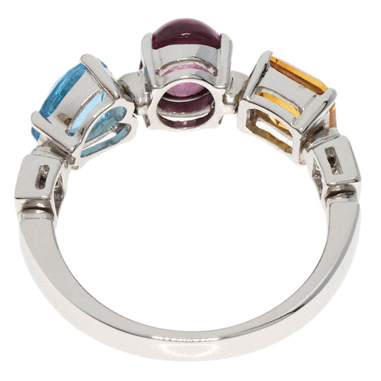 BVLGARI Ring K18WG Silver Allegra Citrine Blue Topaz Pink Sapphire