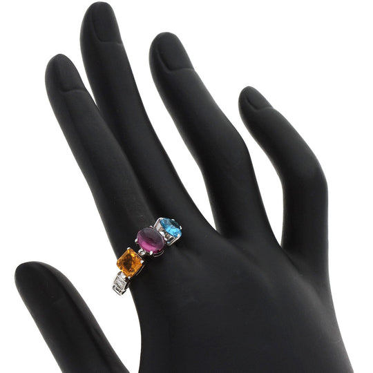BVLGARI Ring K18WG Silver Allegra Citrine Blue Topaz Pink Sapphire