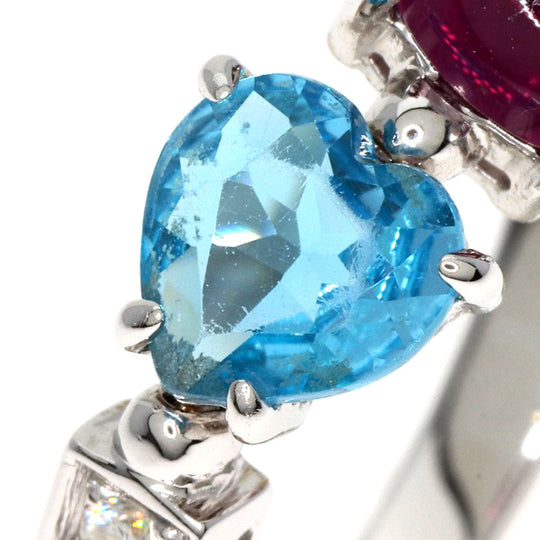 BVLGARI Ring K18WG Silver Allegra Citrine Blue Topaz Pink Sapphire