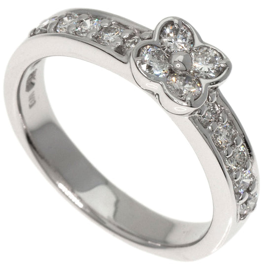 Ponte Vecchio Ring K18WG Silver Flower motif diamond Women Used Authentic