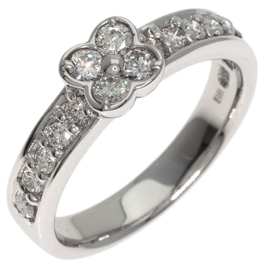 Ponte Vecchio Ring K18WG Silver Flower motif diamond Women Used Authentic