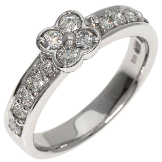 Ponte Vecchio Ring K18WG Silver Flower motif diamond Women Used Authentic