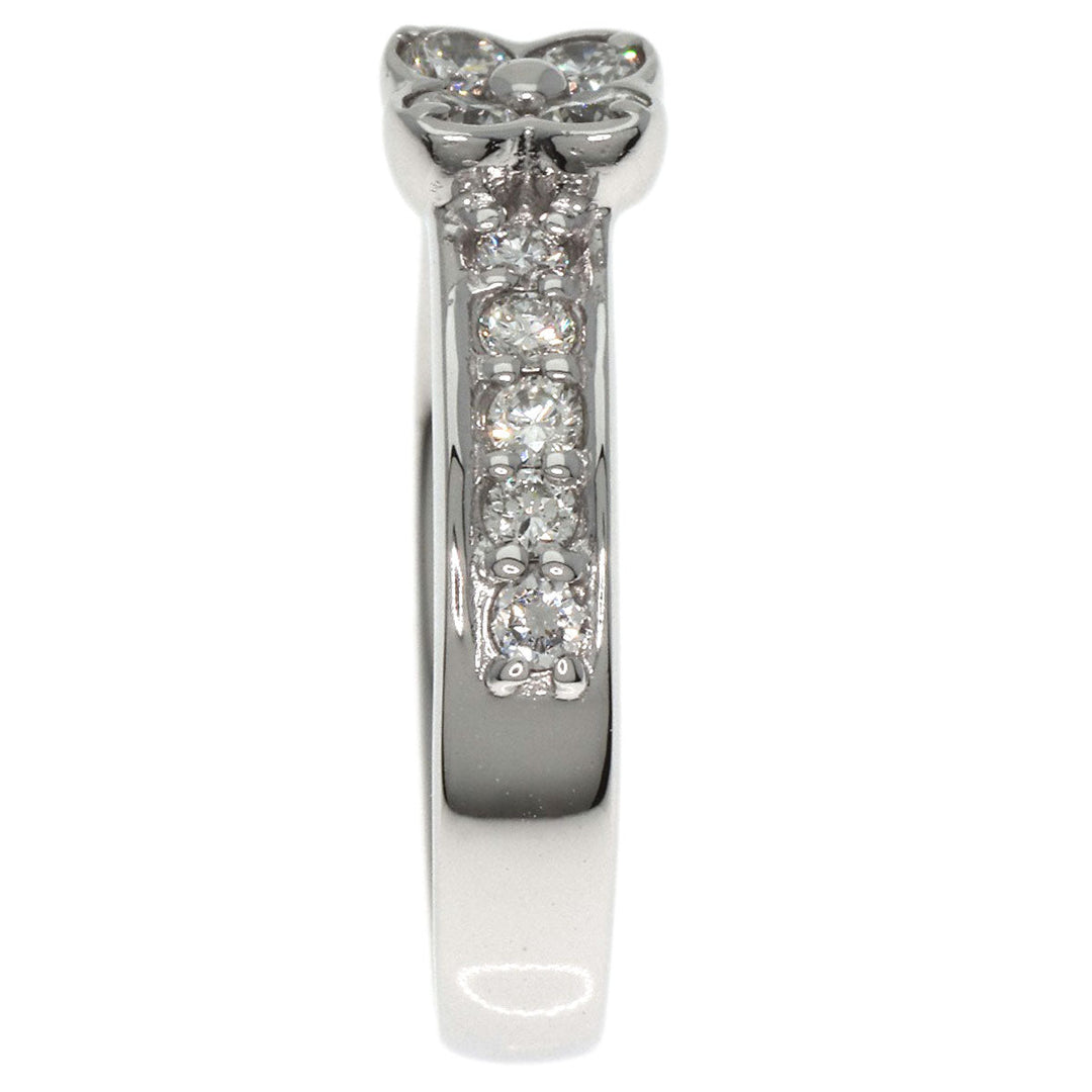 Ponte Vecchio Ring K18WG Silver Flower motif diamond Women Used Authentic
