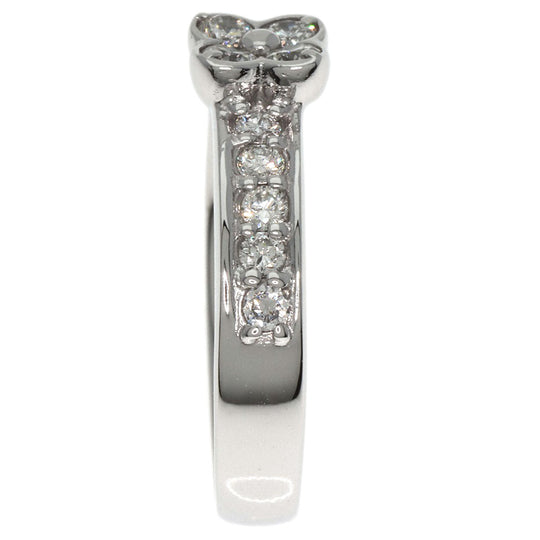 Ponte Vecchio Ring K18WG Silver Flower motif diamond Women Used Authentic