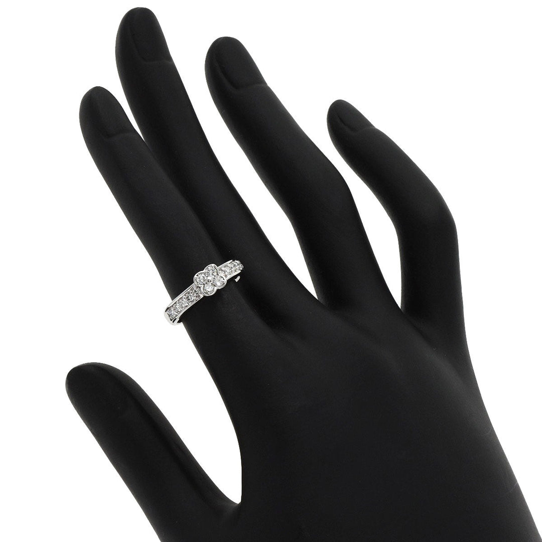 Ponte Vecchio Ring K18WG Silver Flower motif diamond Women Used Authentic