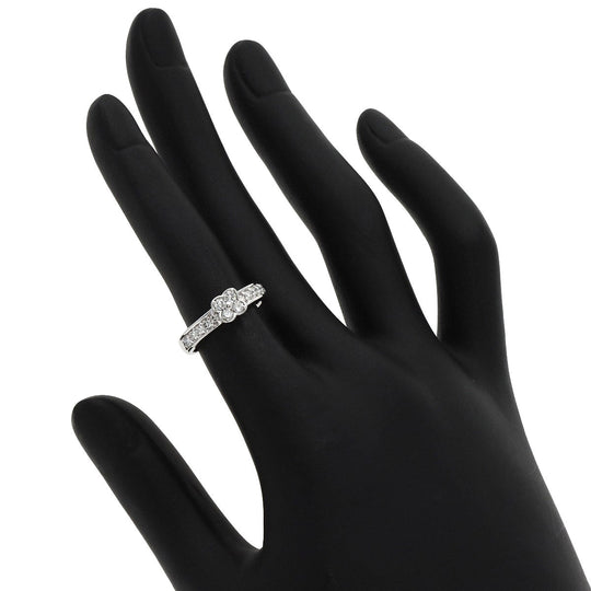 Ponte Vecchio Ring K18WG Silver Flower motif diamond Women Used Authentic