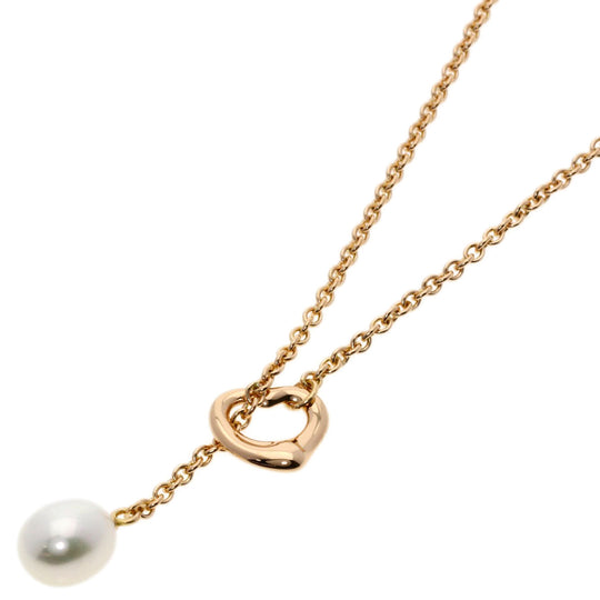 TIFFANY&Co. Necklace 18K Pink Gold gold Open Heart Lariat Pearl Women Used Authentic