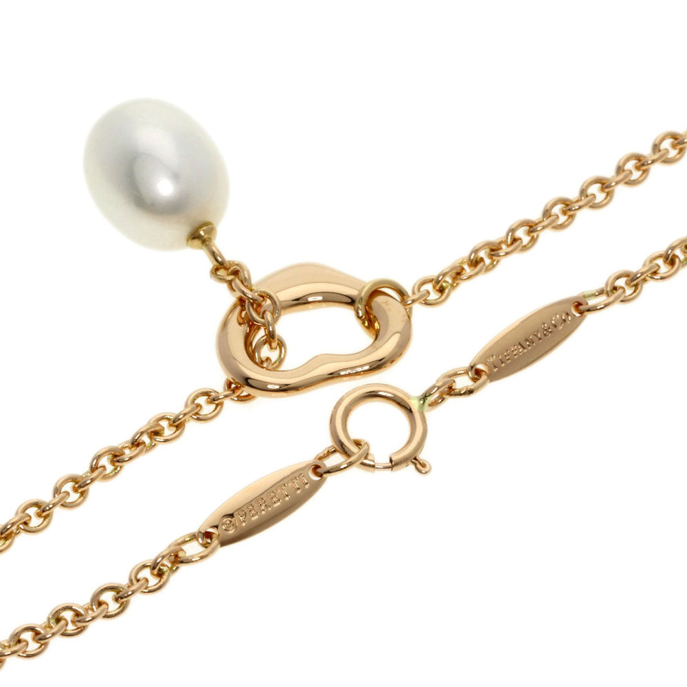 TIFFANY&Co. Necklace 18K Pink Gold gold Open Heart Lariat Pearl Women Used Authentic