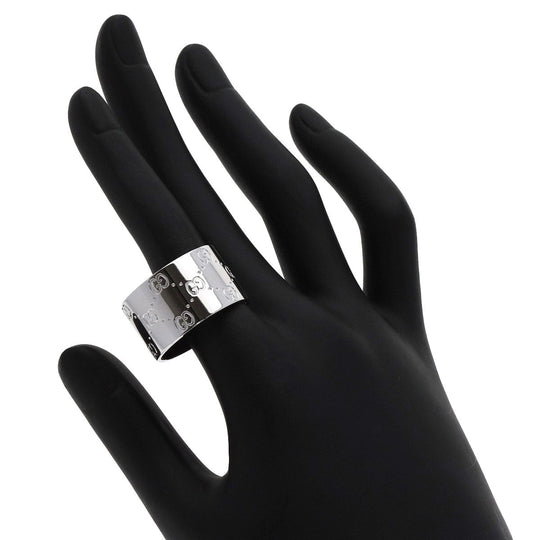 GUCCI Ring K18WG Silver Icon wide # 25 Women Used Authentic