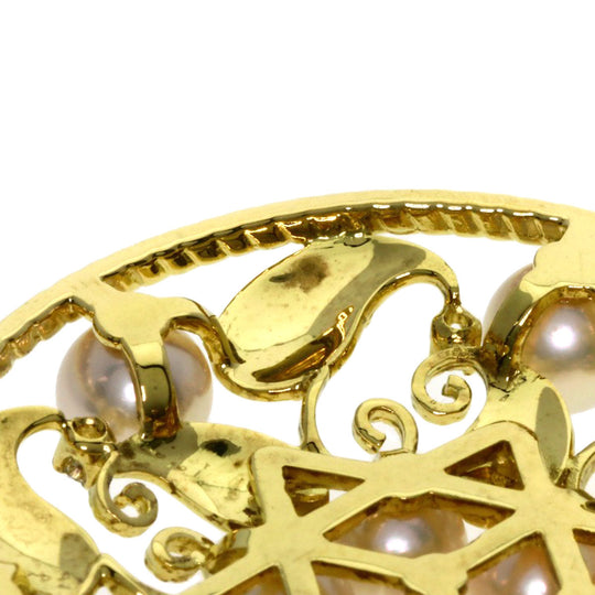 MIKIMOTO Brooch 18K Yellow Gold gold Pearl pearl diamond Women Used Authentic