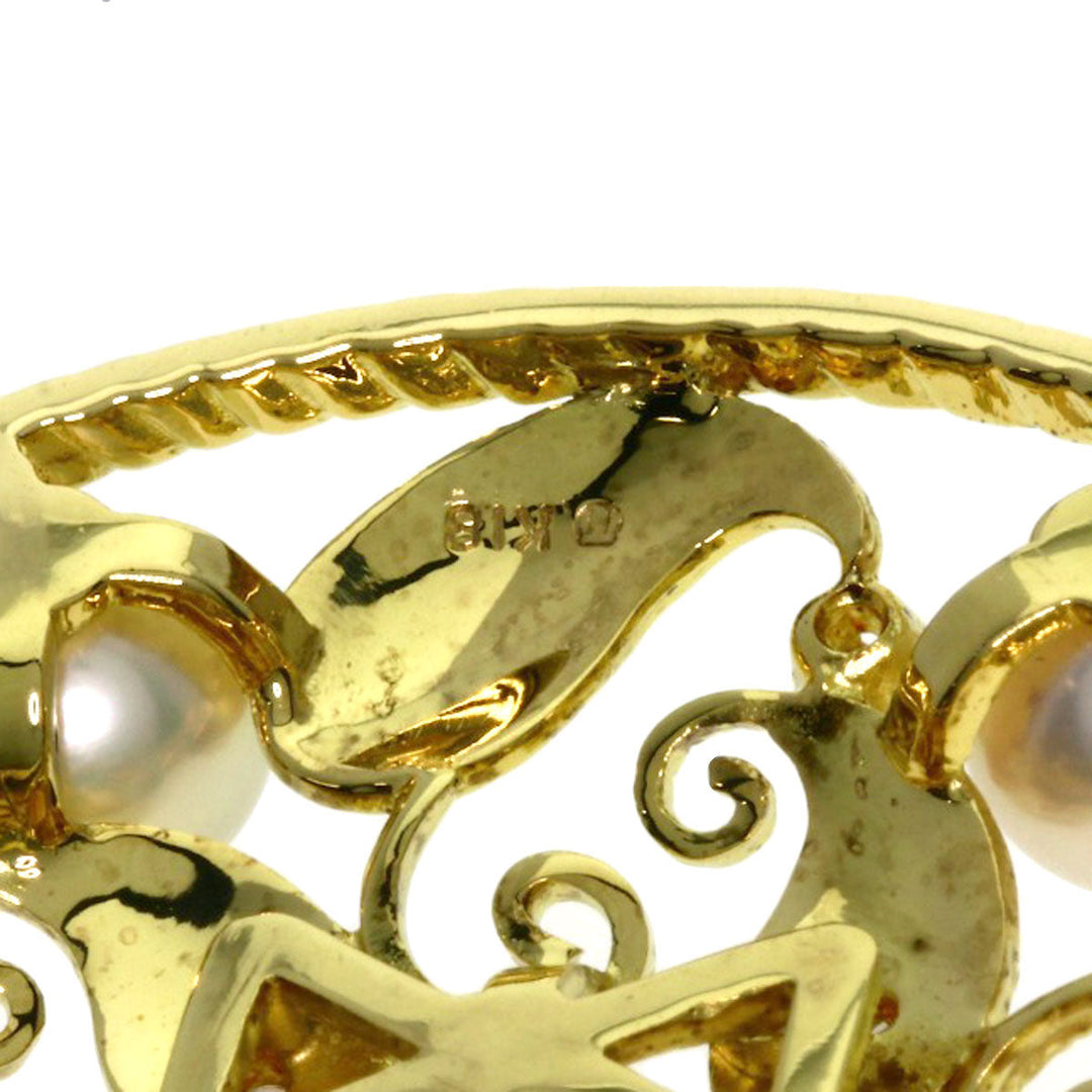 MIKIMOTO Brooch 18K Yellow Gold gold Pearl pearl diamond Women Used Authentic