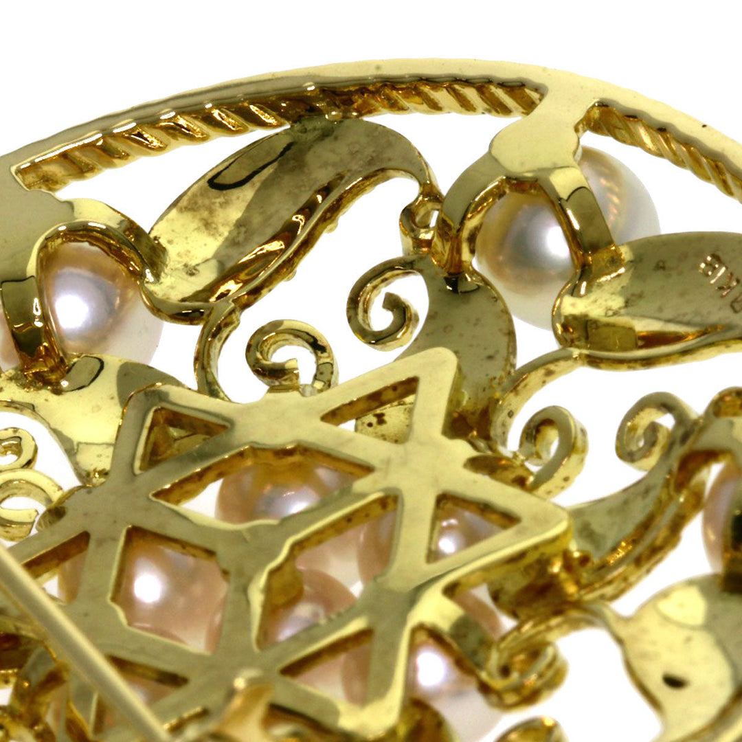 MIKIMOTO Brooch 18K Yellow Gold gold Pearl pearl diamond Women Used Authentic