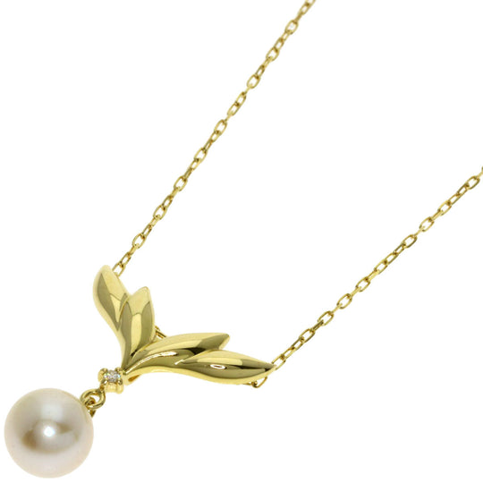 MIKIMOTO Necklace 18K Yellow Gold gold Pearl 1P Diamond
