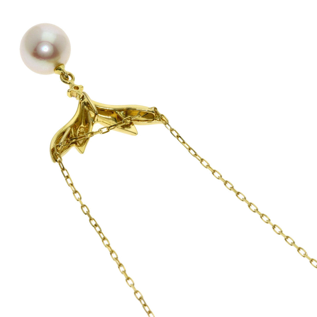 MIKIMOTO Necklace 18K Yellow Gold gold Pearl 1P Diamond