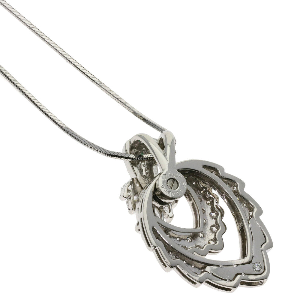 WALTHAM Necklace PT950 Silver Bird Motif Swing Diamond Emerald
