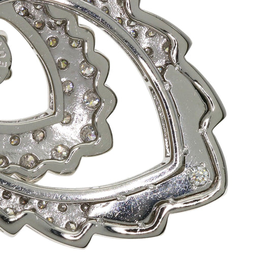 WALTHAM Necklace PT950 Silver Bird Motif Swing Diamond Emerald