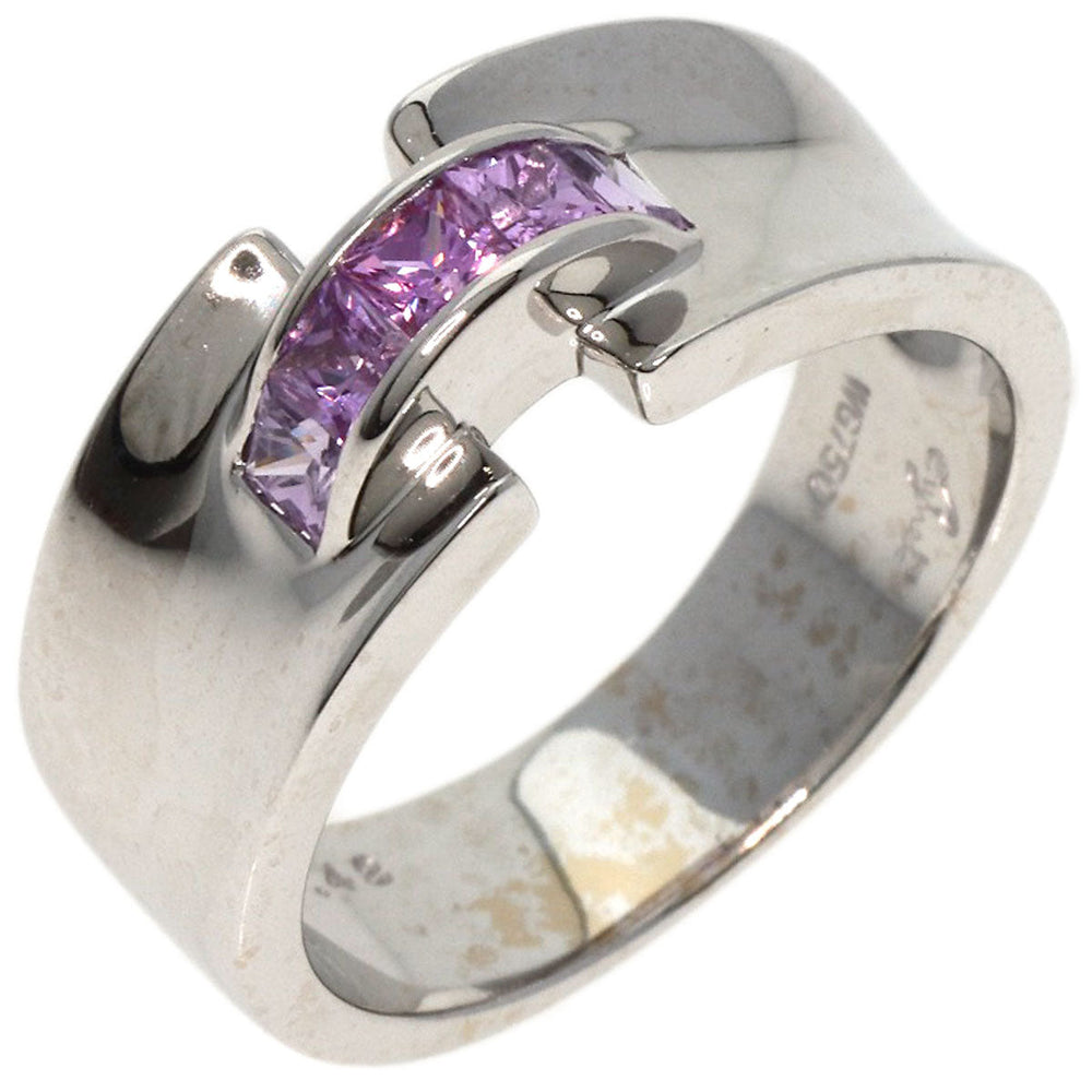 JUNE Ring K18WG Silver Pink sapphire Women Used Authentic