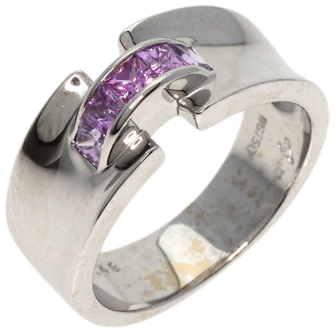 JUNE Ring K18WG Silver Pink sapphire Women Used Authentic