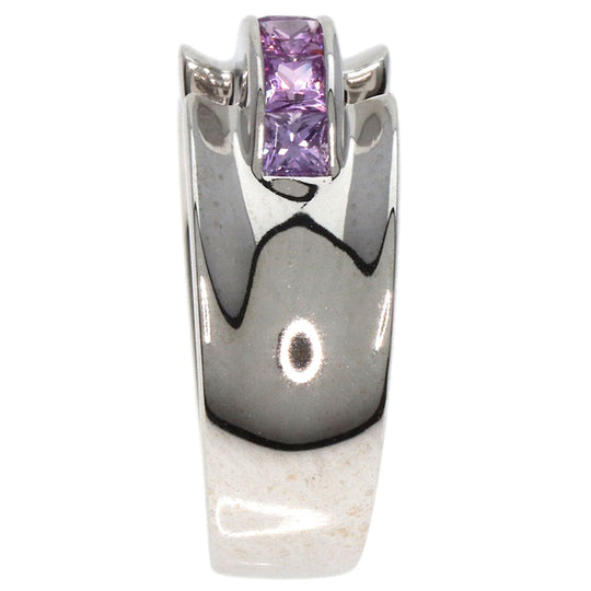 JUNE Ring K18WG Silver Pink sapphire Women Used Authentic