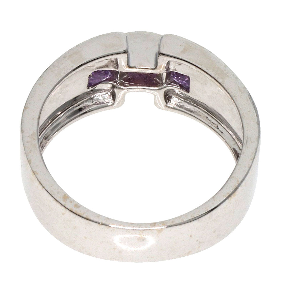 JUNE Ring K18WG Silver Pink sapphire Women Used Authentic