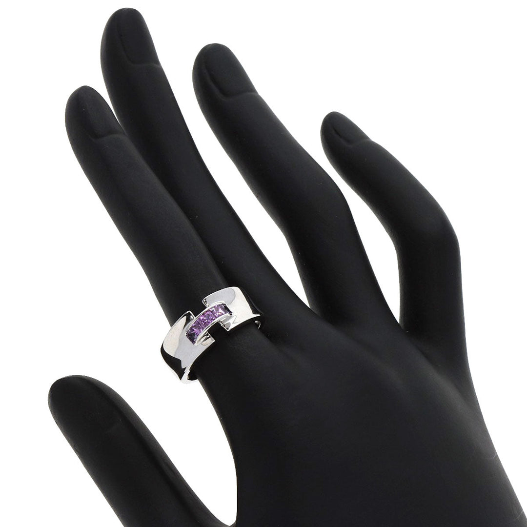 JUNE Ring K18WG Silver Pink sapphire Women Used Authentic