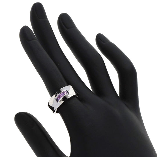JUNE Ring K18WG Silver Pink sapphire Women Used Authentic