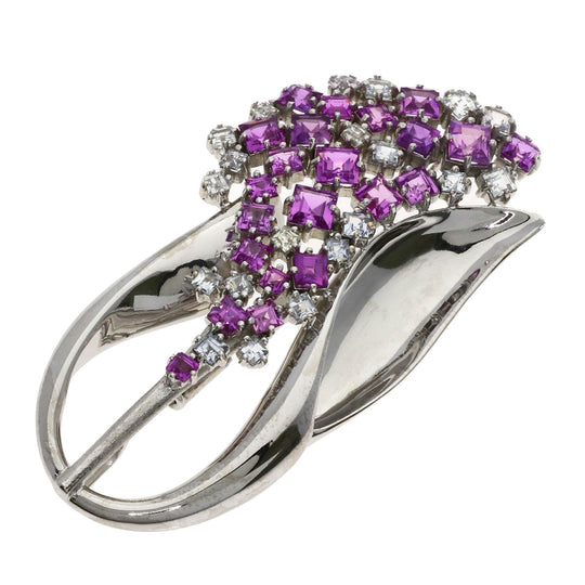 JUNE Brooch K18WG Silver sapphire