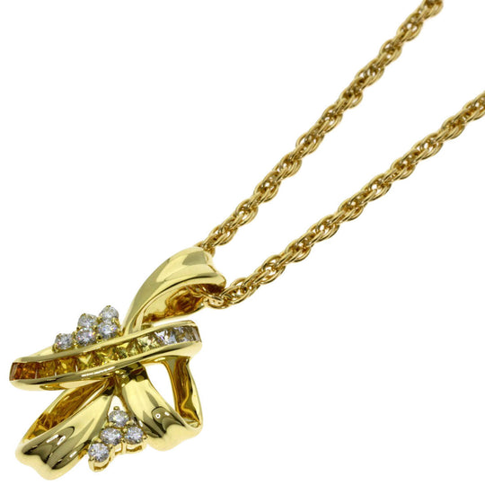 JUNE Necklace 18K Yellow Gold gold Sapphire diamond Women Used Authentic