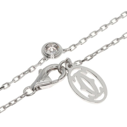 CARTIER Necklace K18WG Silver Amour Diamond Small Women Used Authentic