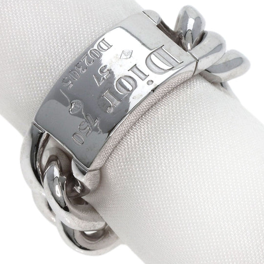 Dior Ring K18WG Silver Gormet de Dior Large Chain #57 Women Used Authentic