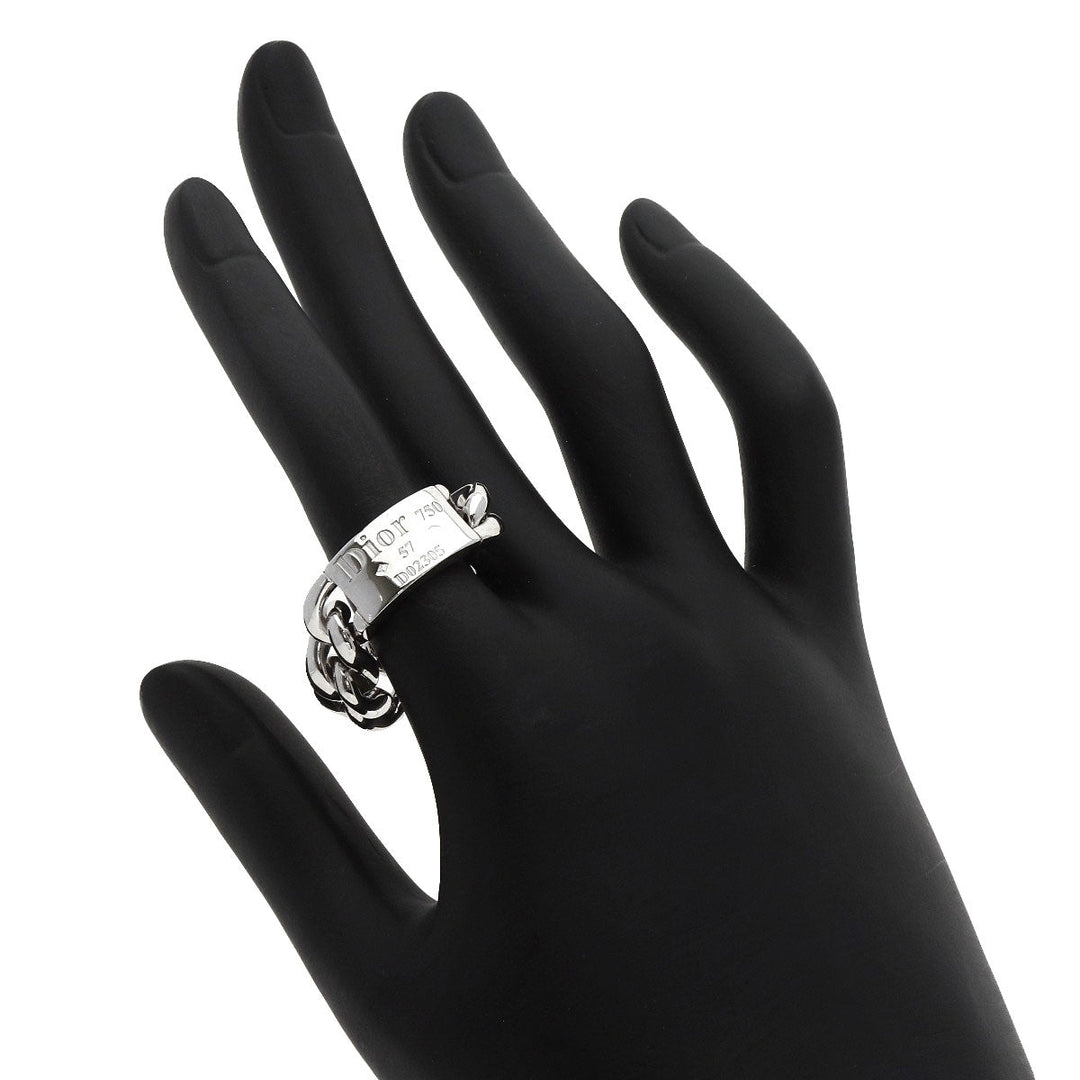 Dior Ring K18WG Silver Gormet de Dior Large Chain #57 Women Used Authentic