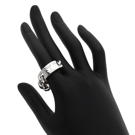 Dior Ring K18WG Silver Gormet de Dior Large Chain #57 Women Used Authentic