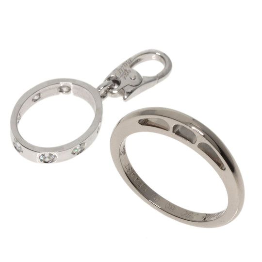 CARTIER Ring K18WG Silver Love Charm Full Diamond #50 Women Used Authentic
