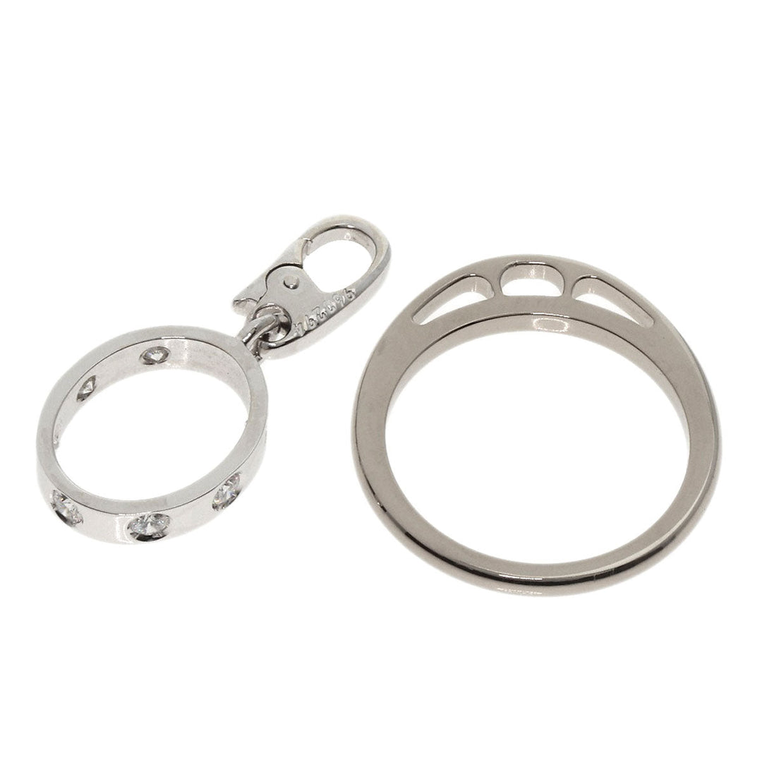 CARTIER Ring K18WG Silver Love Charm Full Diamond #50 Women Used Authentic