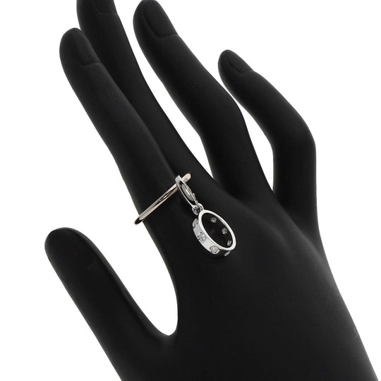 CARTIER Ring K18WG Silver Love Charm Full Diamond #50 Women Used Authentic