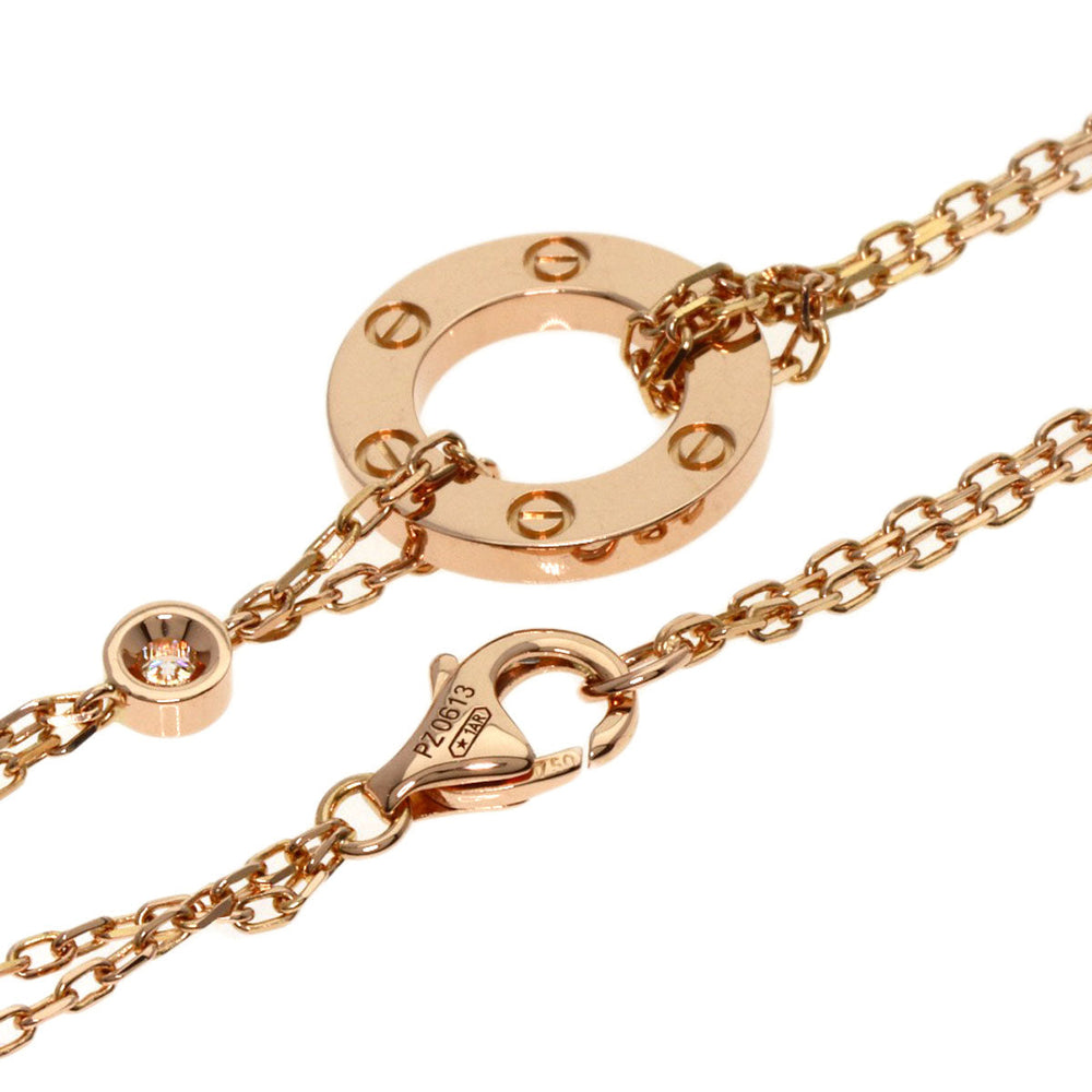 CARTIER Necklace 18K Pink Gold gold Love Circle 1P Sapphire 1P Diamond Women Used Authentic