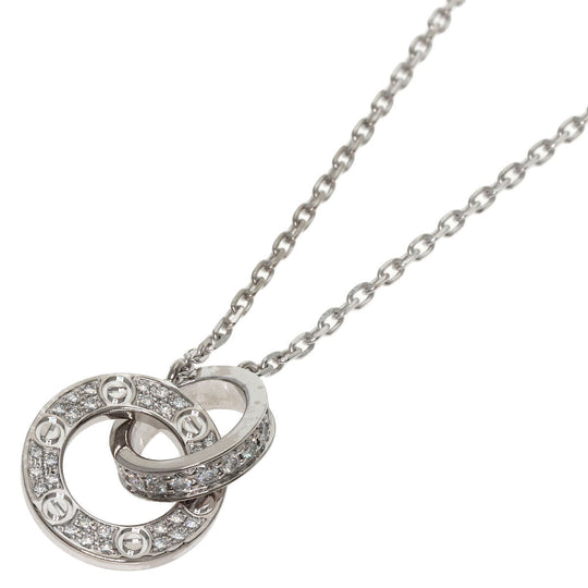 CARTIER Necklace K18WG Silver Love Circle Full Diamond