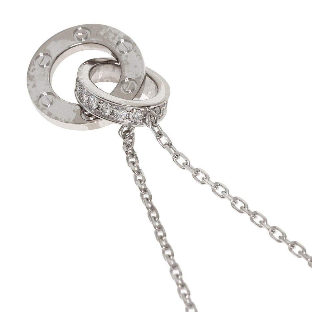 CARTIER Necklace K18WG Silver Love Circle Full Diamond
