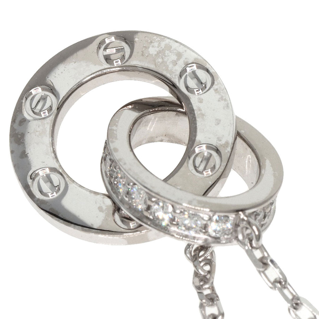 CARTIER Necklace K18WG Silver Love Circle Full Diamond